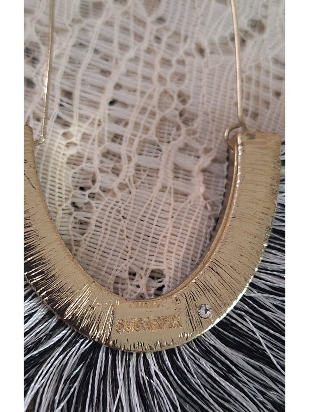 SUGARFIX by BaubleBar Black Gold Fringe Hoop Earrings – Beaded Tassel Statement - Picture 9 of 11